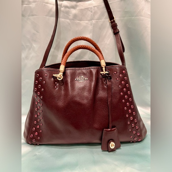 COACH - Red Brown Leather Studded Satchel Limited Edition Runway Model - RARE!! - Picture 4 of 16